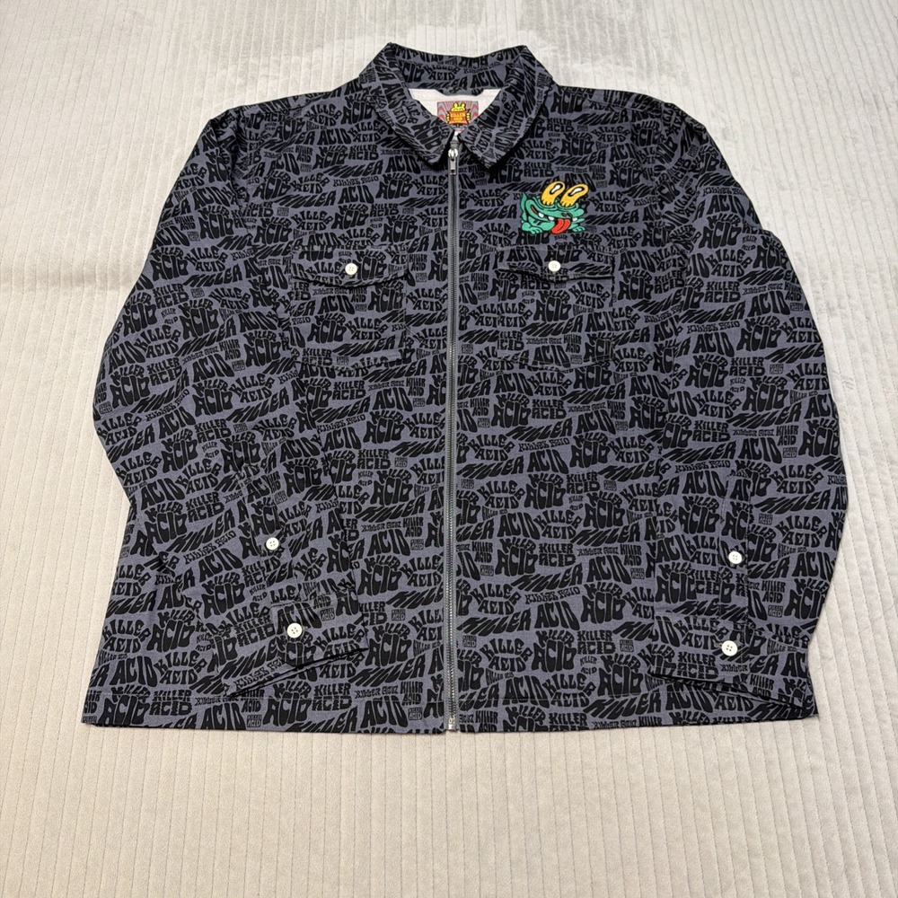 Killer Acid California Mens All Over Print full Zip Jacket Grey Psychedelic L
